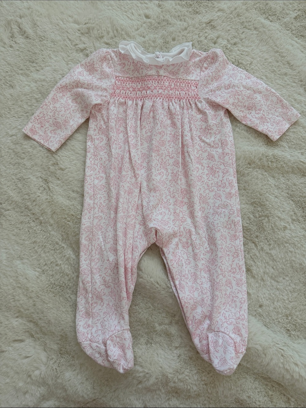 Pink Floral Smocked Baby One-Piece Little Me